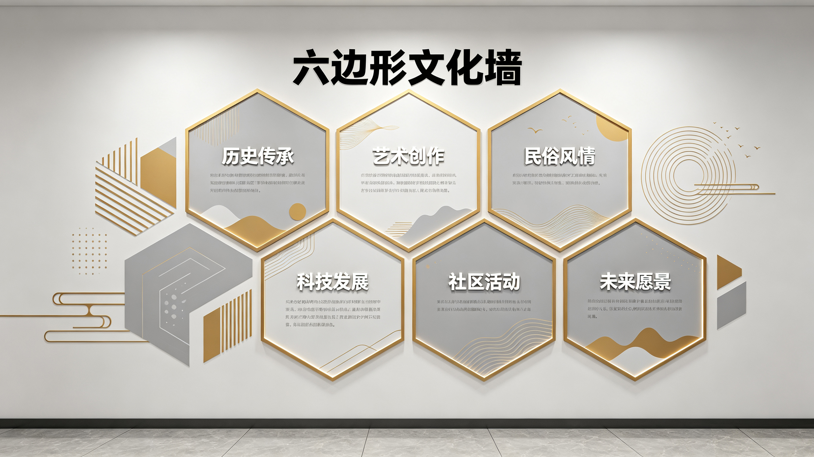 宁陵企业文化墙 | 六边形信息美学